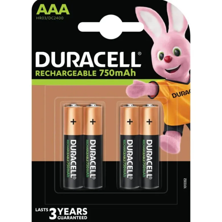 AAA, Uppladdningsbara Duracell Batterier Plus 750mAh. 4 st