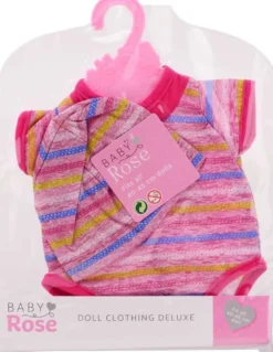Baby Rose Dockkläder Randig Body med mössa