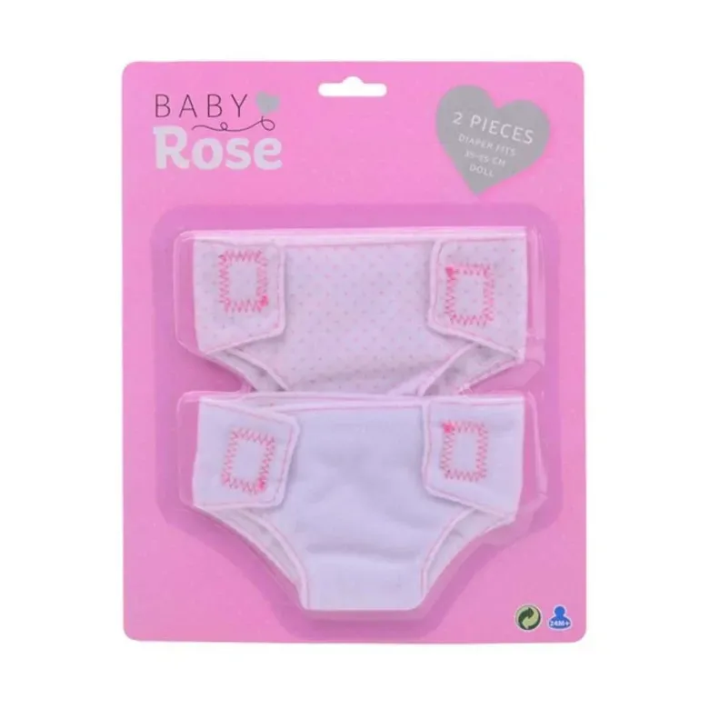 Baby Rose Tygblöjor 2-Pack till dockor 35-55 cm