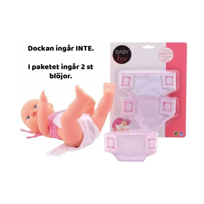 Baby Rose Tygblöjor 2-Pack till dockor 35-55 cm