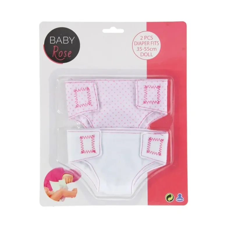 Baby Rose Tygblöjor 2-Pack till dockor 35-55 cm