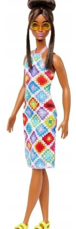 Barbiedocka Fashionistas ith Bun And Crochet Halter Dress Nr. 210 HJT07
