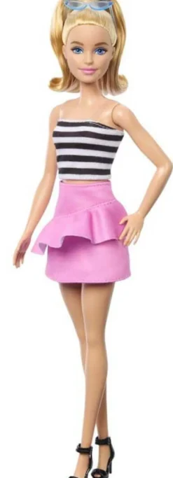 Barbie Fashionistas Blonde With Striped Top, Pink Skirt & Sunglasses, 65th Anniversary Nr 213 HRH11