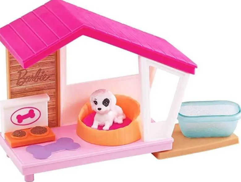 Barbie Hundkoja med hund och hundvalp och hundtillbehör GRG78