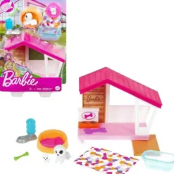 Barbie Hundkoja med hund och hundvalp och hundtillbehör GRG78