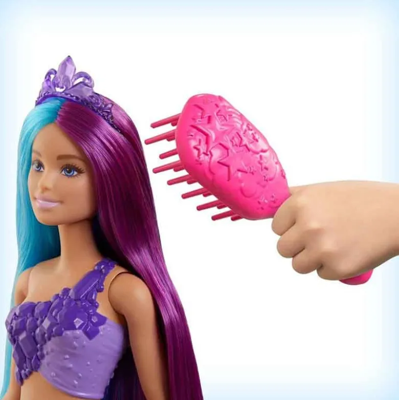 Barbie Sjöjungfru med långt hår och håraccessoar Dreamtopia GTF39