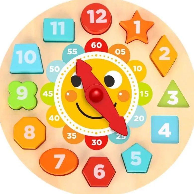 Barnpussel klocka i trä Tooky Toy