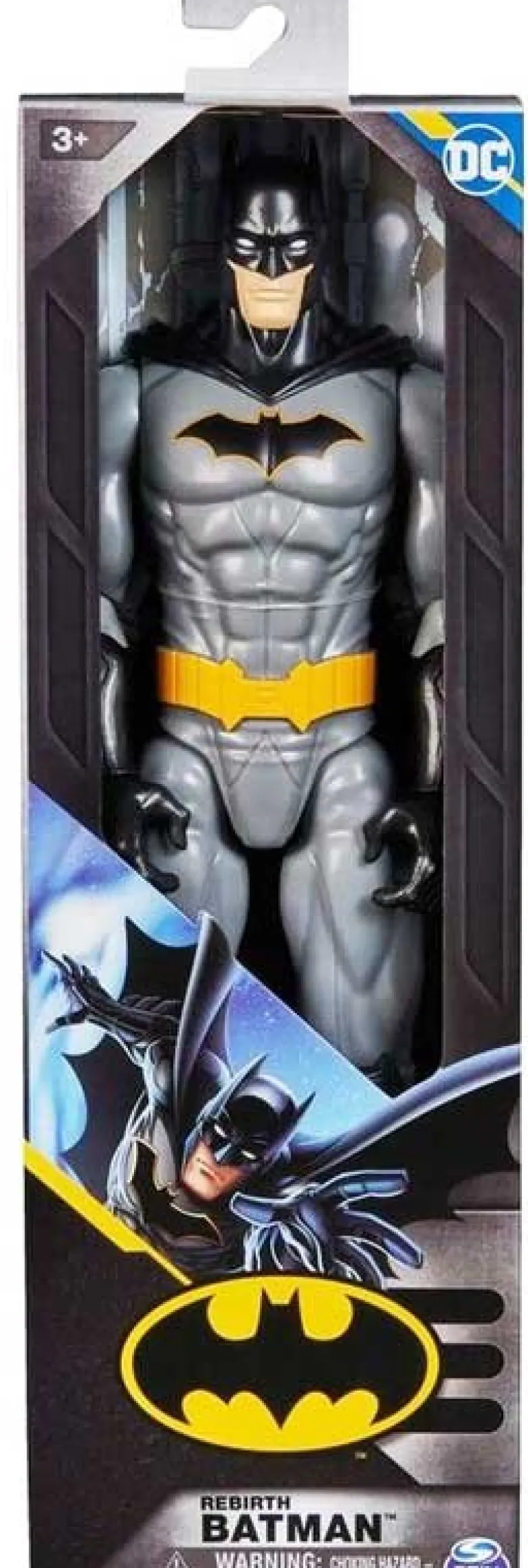 Batman Figur med grå och svart dräkt gul 30 cm DC Comics