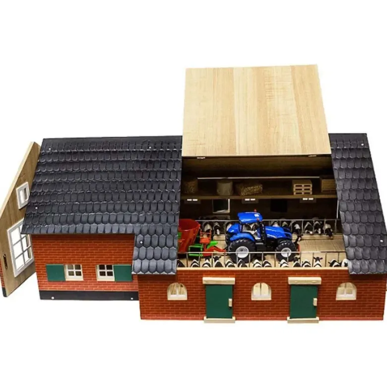 Bondgård och lantgård i trä för bondgårdsdjur leksak Kids Globe 1:32