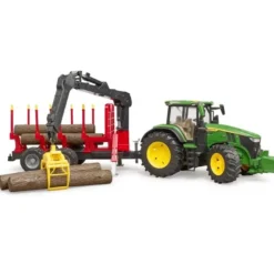 Bruder John Deere 7R 350 med timmersläp och 4 st. stockar 03154