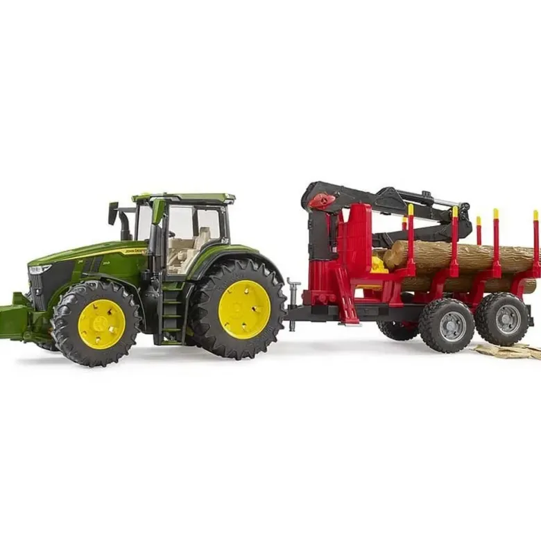 Bruder John Deere 7R 350 med timmersläp och 4 st. stockar 03154