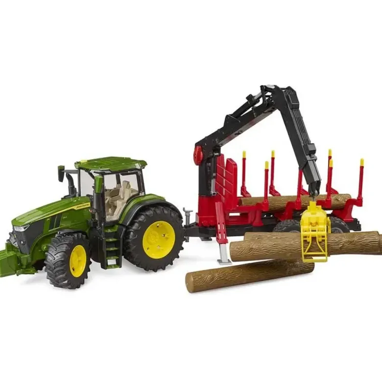 Bruder John Deere 7R 350 med timmersläp och 4 st. stockar 03154