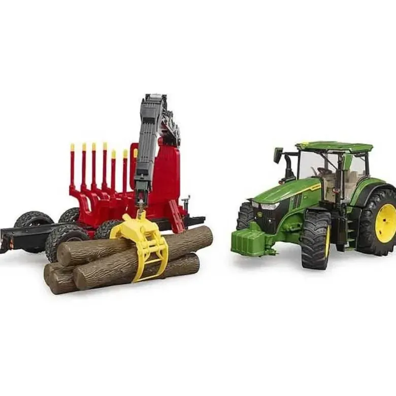 Bruder John Deere 7R 350 med timmersläp och 4 st. stockar 03154