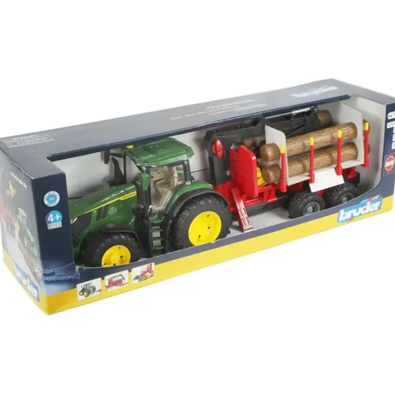 Bruder John Deere 7R 350 med timmersläp och 4 st. stockar 03154