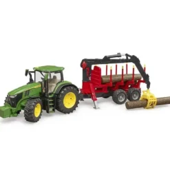 Bruder John Deere 7R 350 med timmersläp och 4 st. stockar 03154