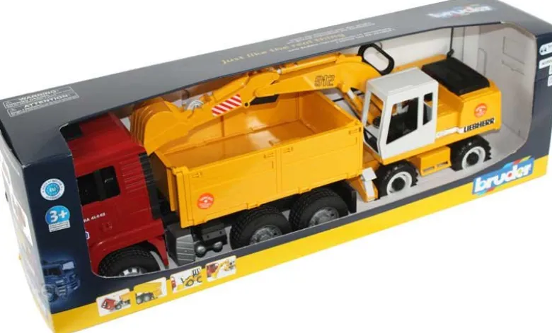 Bruder Lastbil MAN TGA med Liebherr Grävmaskin 02751