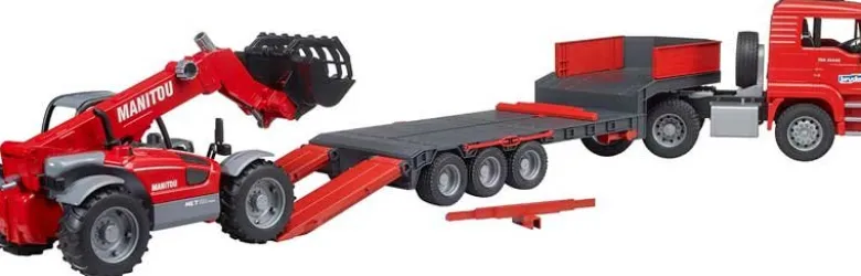 Bruder Lastbil MAN TGA Trailer och Manitou Lastare 02774