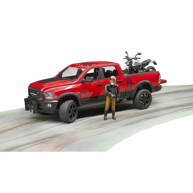 Bruder RAM 2500 Power Wagon med Motorcykel och Figur 02502