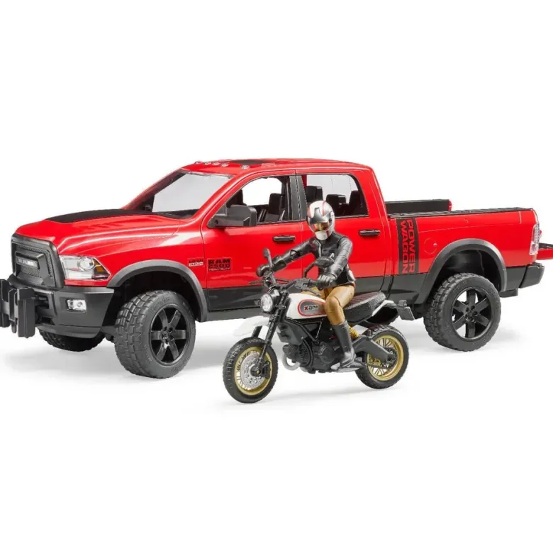 Bruder RAM 2500 Power Wagon med Motorcykel och Figur 02502