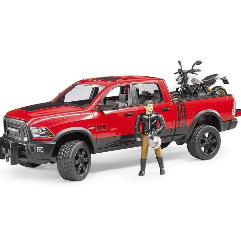 Bruder RAM 2500 Power Wagon med Motorcykel och Figur 02502