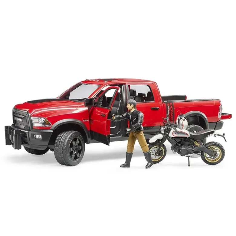 Bruder RAM 2500 Power Wagon med Motorcykel och Figur 02502