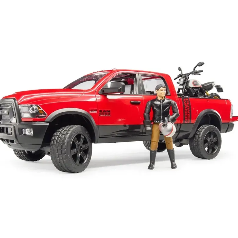 Bruder RAM 2500 Power Wagon med Motorcykel och Figur 02502