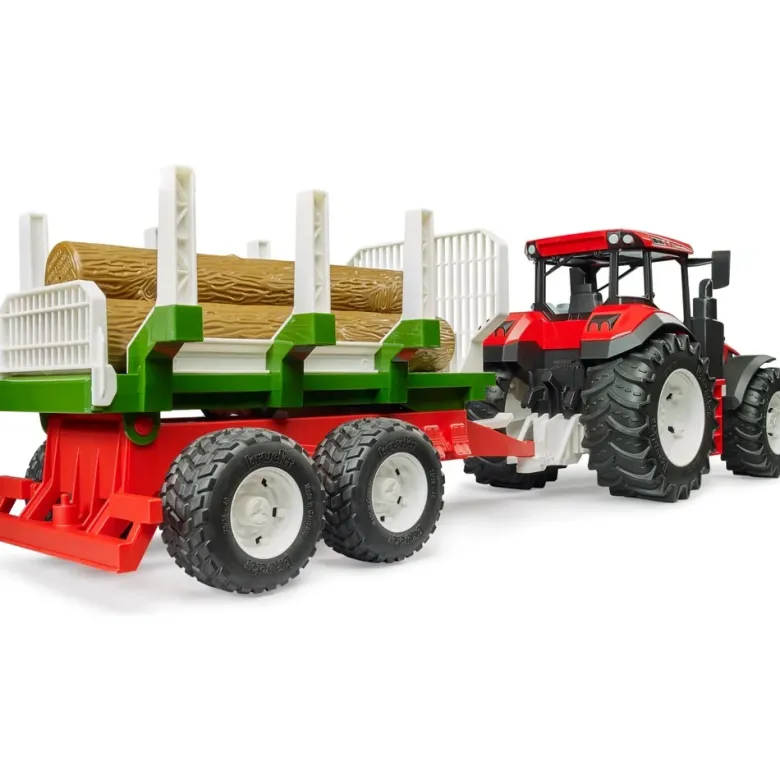 Bruder Roadmax traktor med skogsvagn och 3 stockar 03453