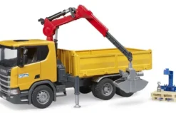 Bruder Scania Super 560R Lastbil med lyftkran och tillbehör 03551