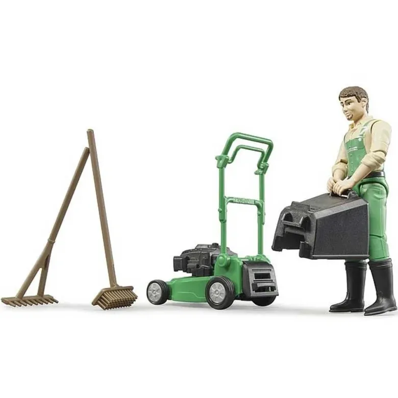 Bruder Trädgårdsmästare Figur med gräsklippare 62103