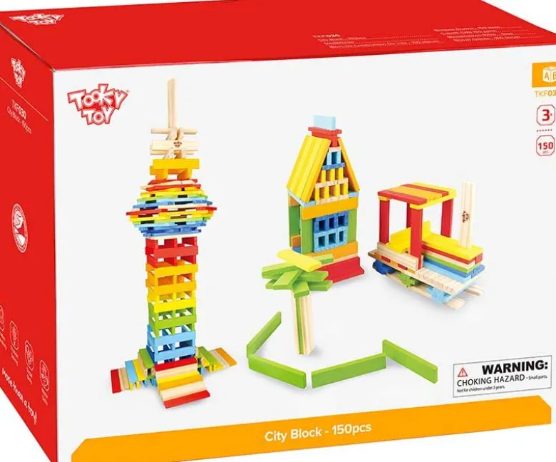 Byggstavar 150 delar i trä Tooky Toy