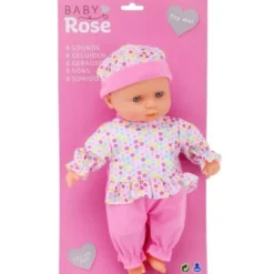 Docka med 8 olika ljud och rosa kläder Baby Rose