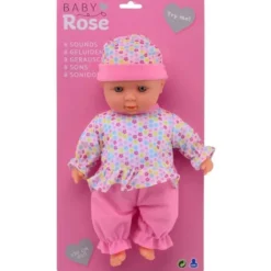 Docka med 8 olika ljud och rosa kläder Baby Rose