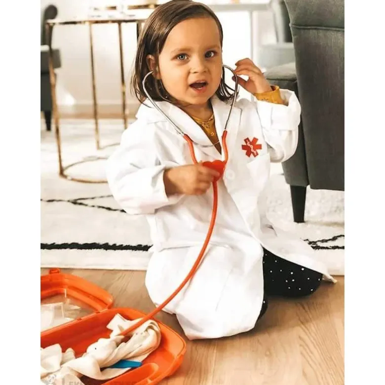 Doktorsrock med stetoskop till barn 3-7 år