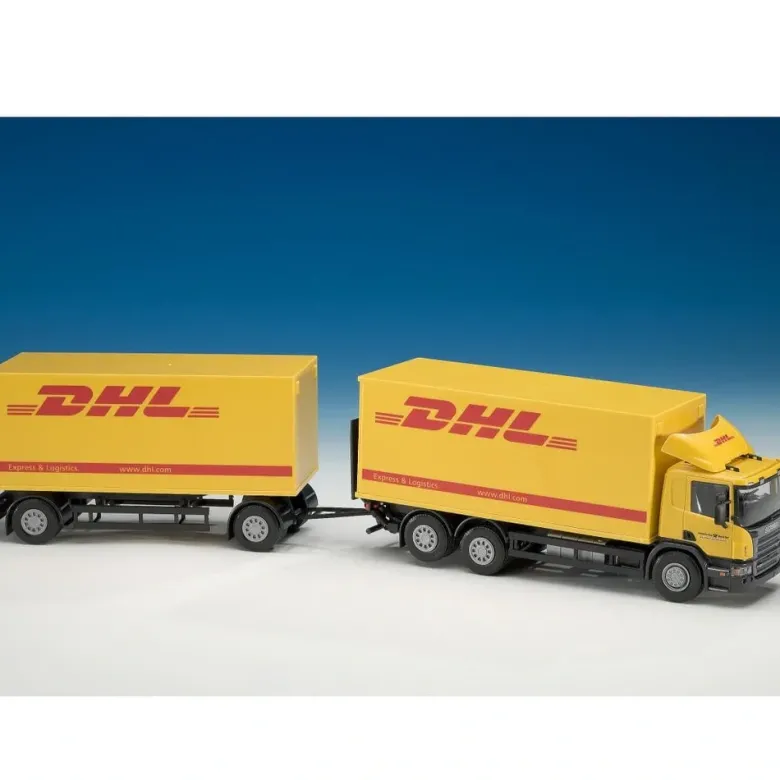 Emek Leksakslastbil Scania P DHL Distributionsbil med Släp