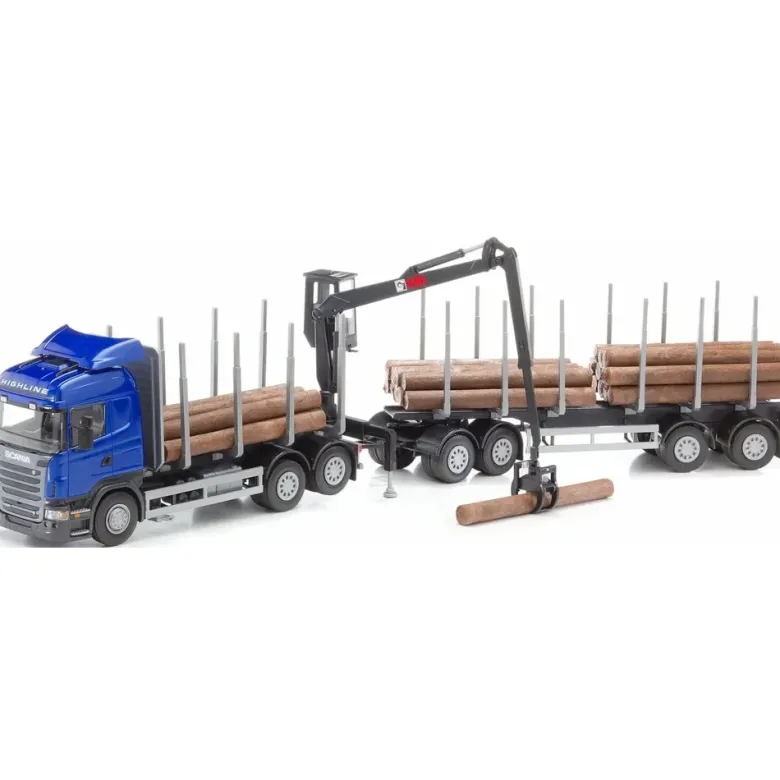 Emek Scania R 09 Highline Timmerbil Blå med Kranhytt