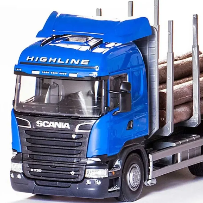 Emek Scania R 09 Highline Timmerbil Blå med Kranhytt