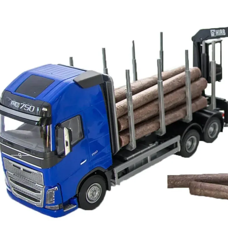 Emek Volvo FH16/750 Timmerbil Blå med Kranhytt