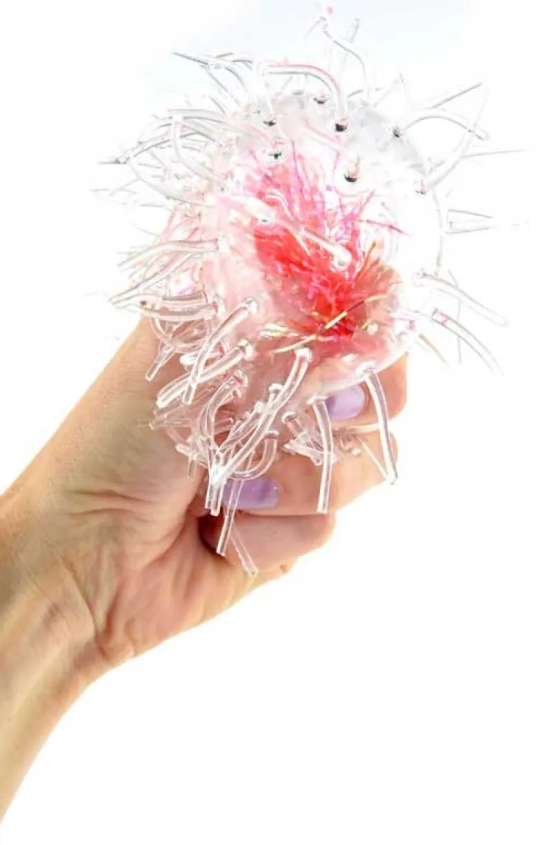 Genomskinlig Klämboll Puffer med mjuka trådar 12 cm