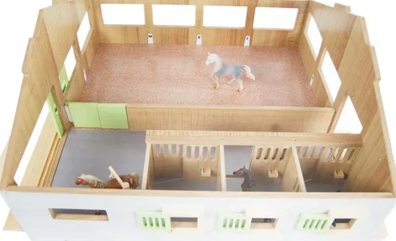 Häststall med paddock och 3 st. stallboxar Kids Globe 1:32