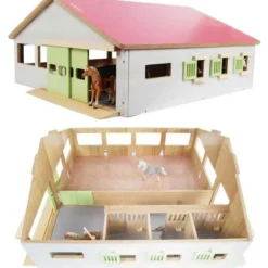 Häststall med paddock och 3 st. stallboxar Kids Globe 1:32