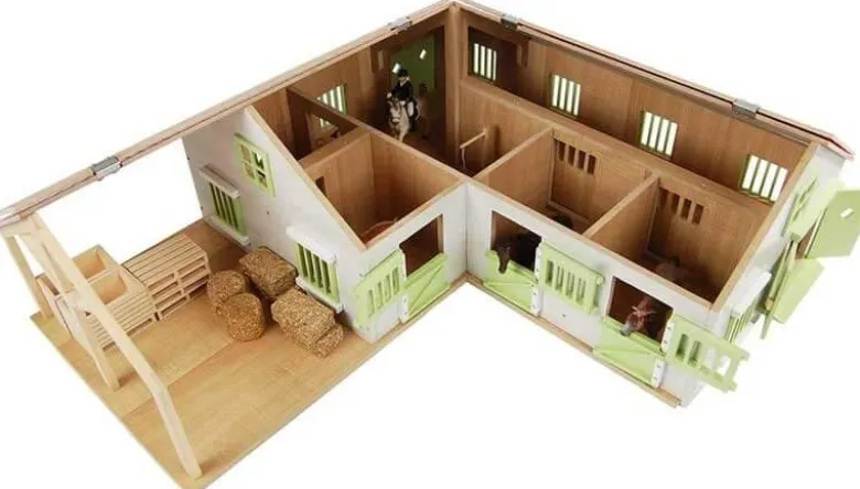 Häststall 4 st. stallboxar Deluxe Rosa till Schleich hästar Kids Globe 1:24