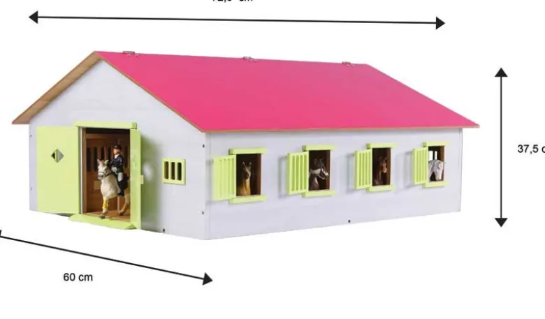 Häststall 7 st. stallboxar Rosa leksak till Schleich hästar Kids Globe 1:24