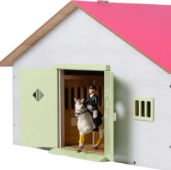 Häststall 7 st. stallboxar Rosa leksak till Schleich hästar Kids Globe 1:24