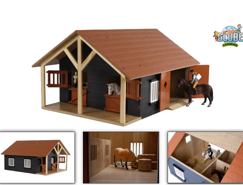 Häststall 2 st. stallboxar till hästar Schleich Kids Globe 1:24