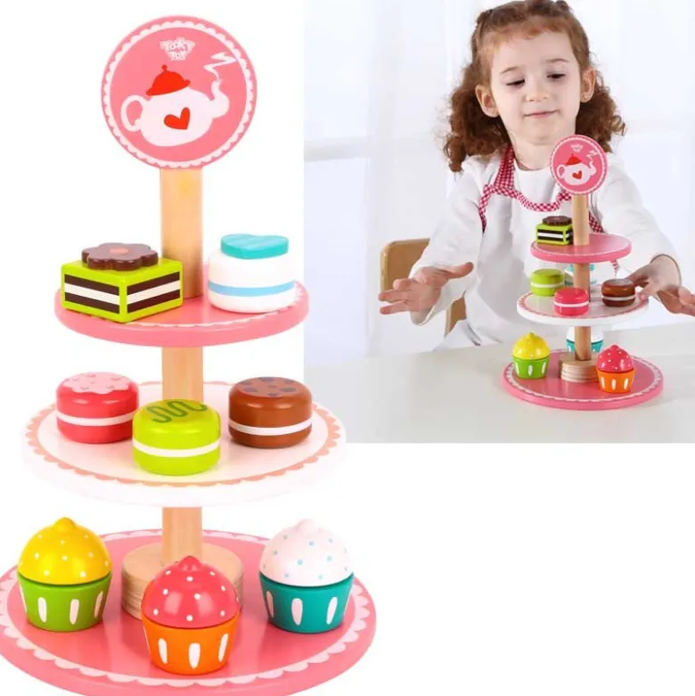 Kakfat med 8 st. kakor i trä Tooky Toy