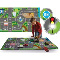 Lekmatta med LED Trafikljus till leksaksbilar Kids Globe