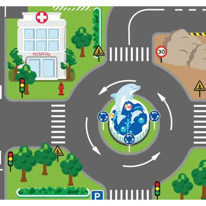Lekmatta med LED Trafikljus till leksaksbilar Kids Globe