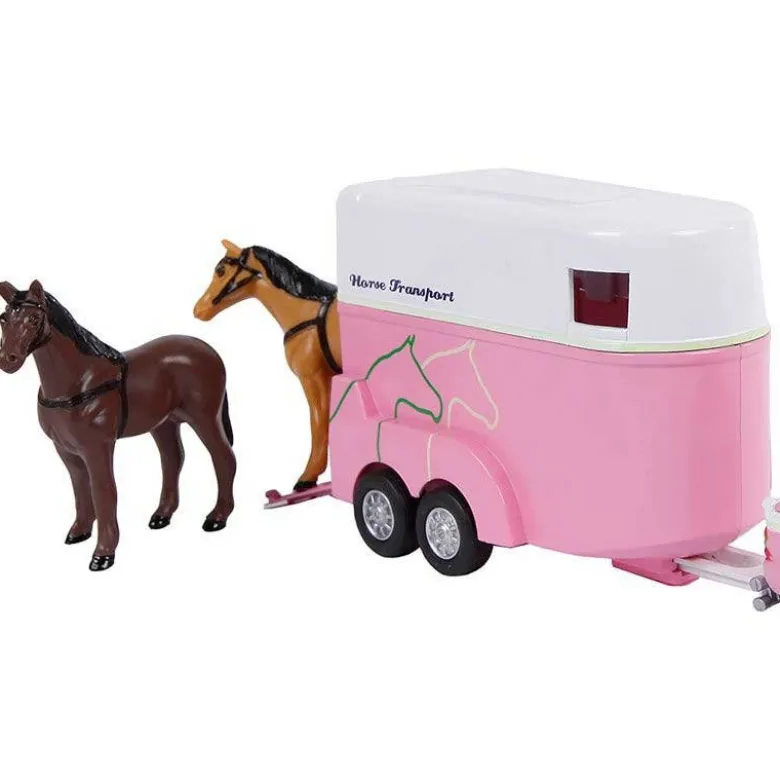 Leksaksbil rosa med hästsläp 2 st hästar Mitsubishi Kids Globe