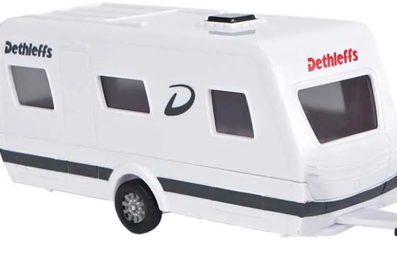 Leksaksbil Volvo V70 blå och husvagn Kids Globe
