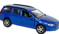 Leksaksbil Volvo V70 blå och husvagn Kids Globe